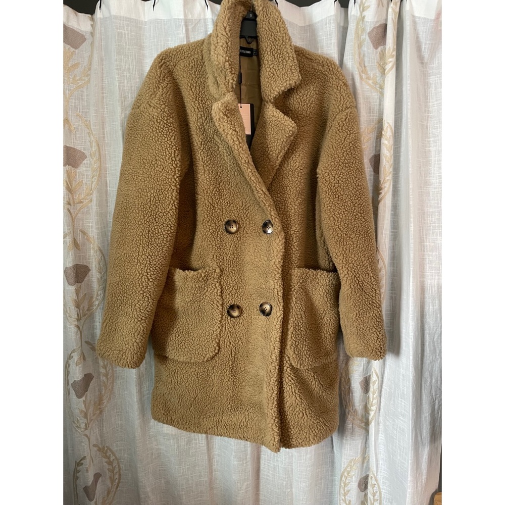 PrettyLittleThing Camel Borg Midi Coat